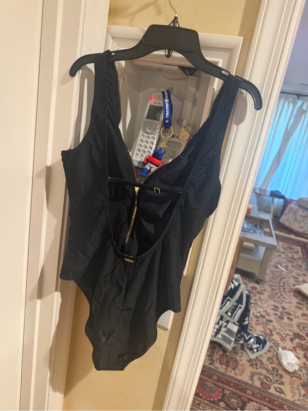 L'AGENCE Black Tank Zip-Front Bodysuit with Gold Hardware - Picture 3 of 4